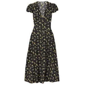 NWT Doen Rosalinda Cotton Floral V Neck Midi Maxi Dress Noir Winding Blossom